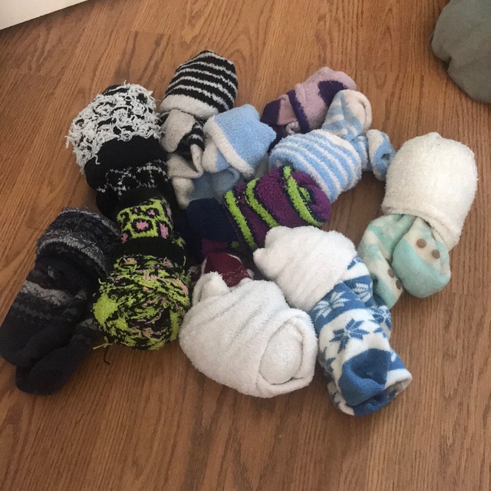 17 pairs of fluffy socks